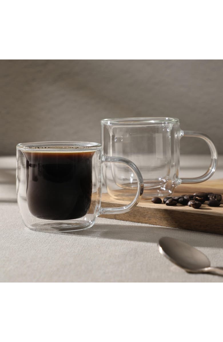 Mr. Coffee Salon Espresso 2 piece 3 Ounce Double Wall Insulated Glass Mug Set, Alternate, color, Clear