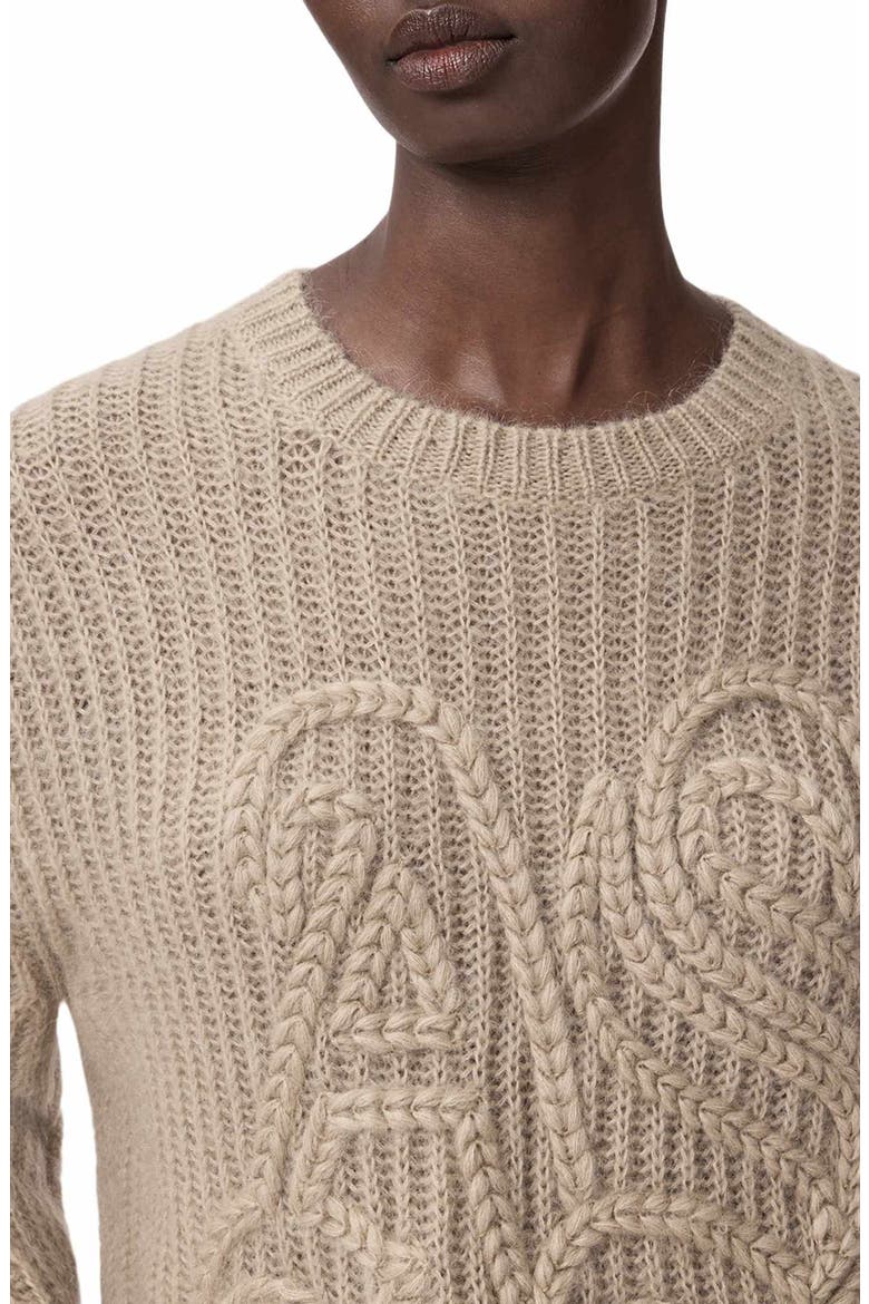 Chain Stitch Monogram Mohair & Merino Wool Blend Sweater, Alternate, color, BARLEY WHITE
