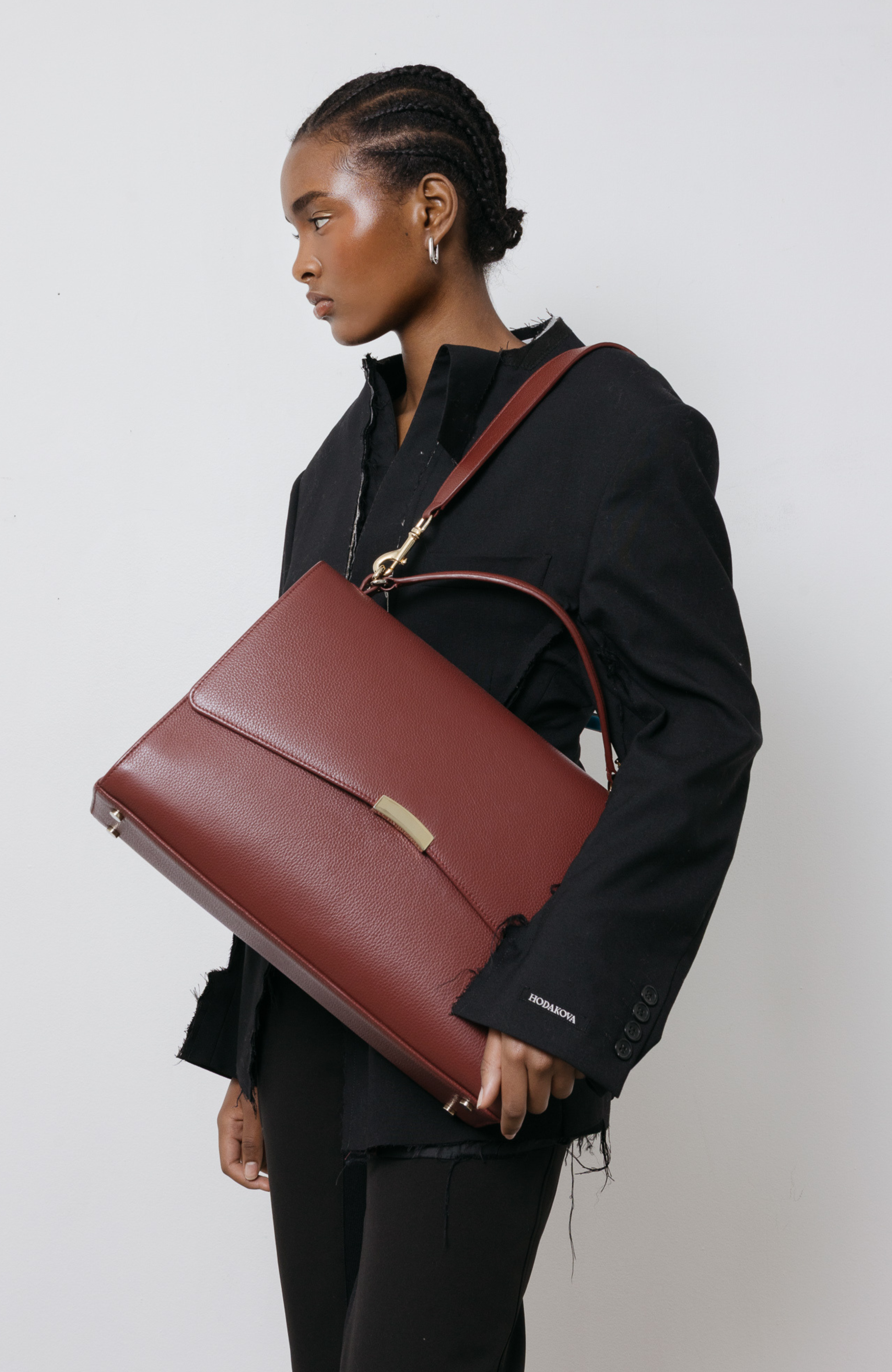 BY BANOO Signature Briefcase, Alternate, color, Burgundy/Gold