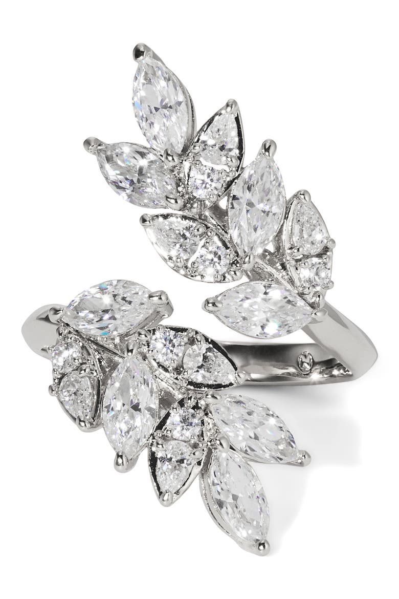 Ravish Vine Cubic Zirconia Ring, Main, color, RHODIUM