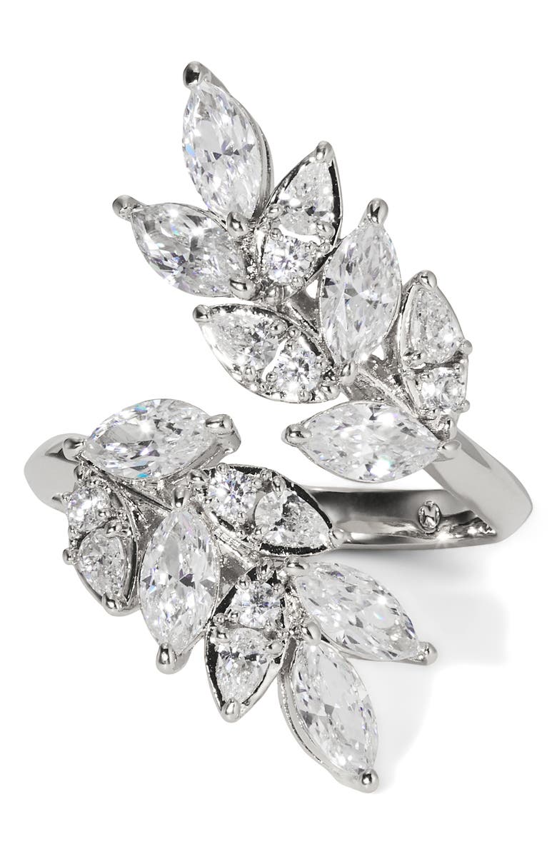 Nadri Ravish Vine Cubic Zirconia Ring, Main, color, Rhodium