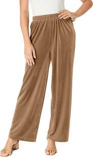 Roaman's Wide Leg Velour Pant