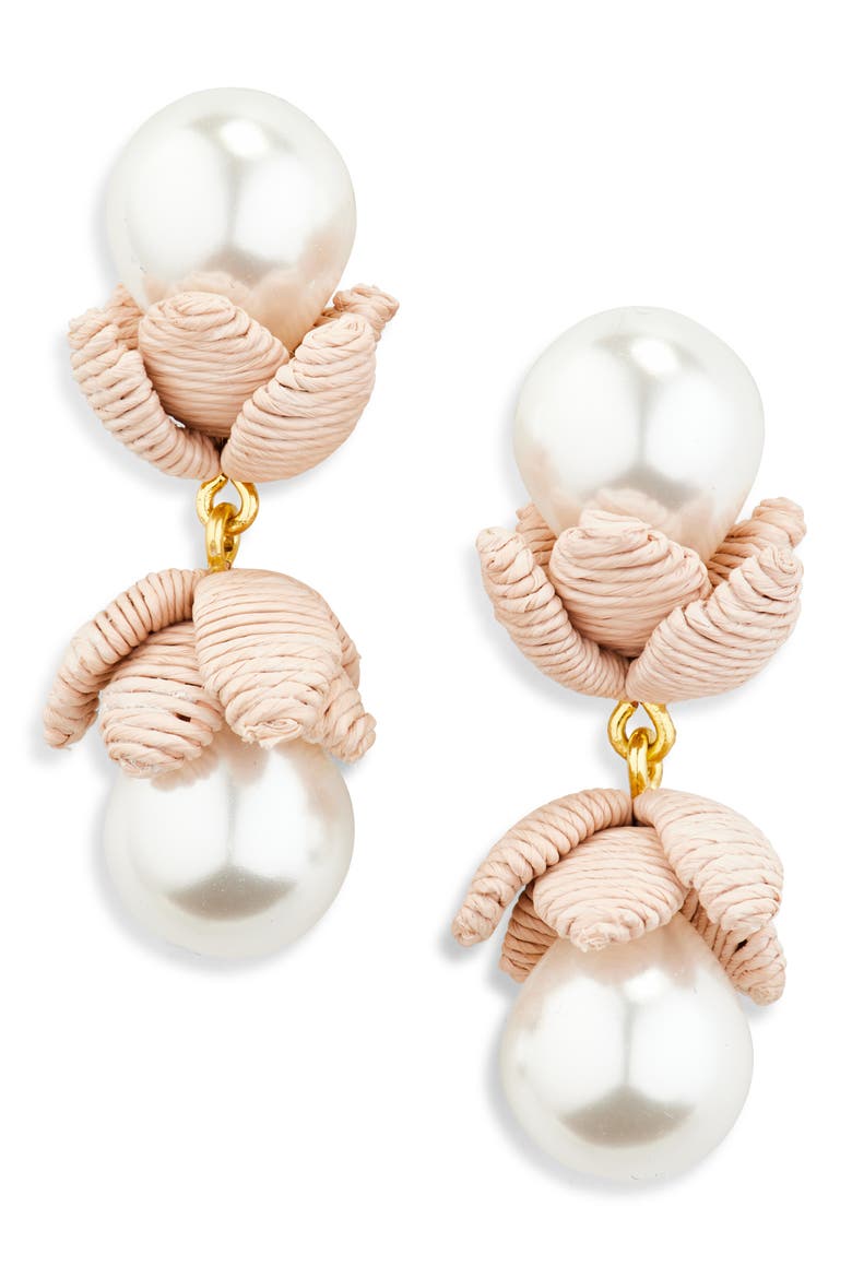 Chloris Faux Pearl Drop Earrings, Main, color, NATURAL