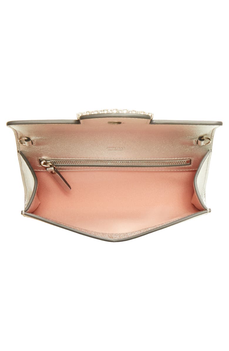 Jimmy Choo Bing Leather Wallet on a Chain, Alternate, color, Silver/ Silver