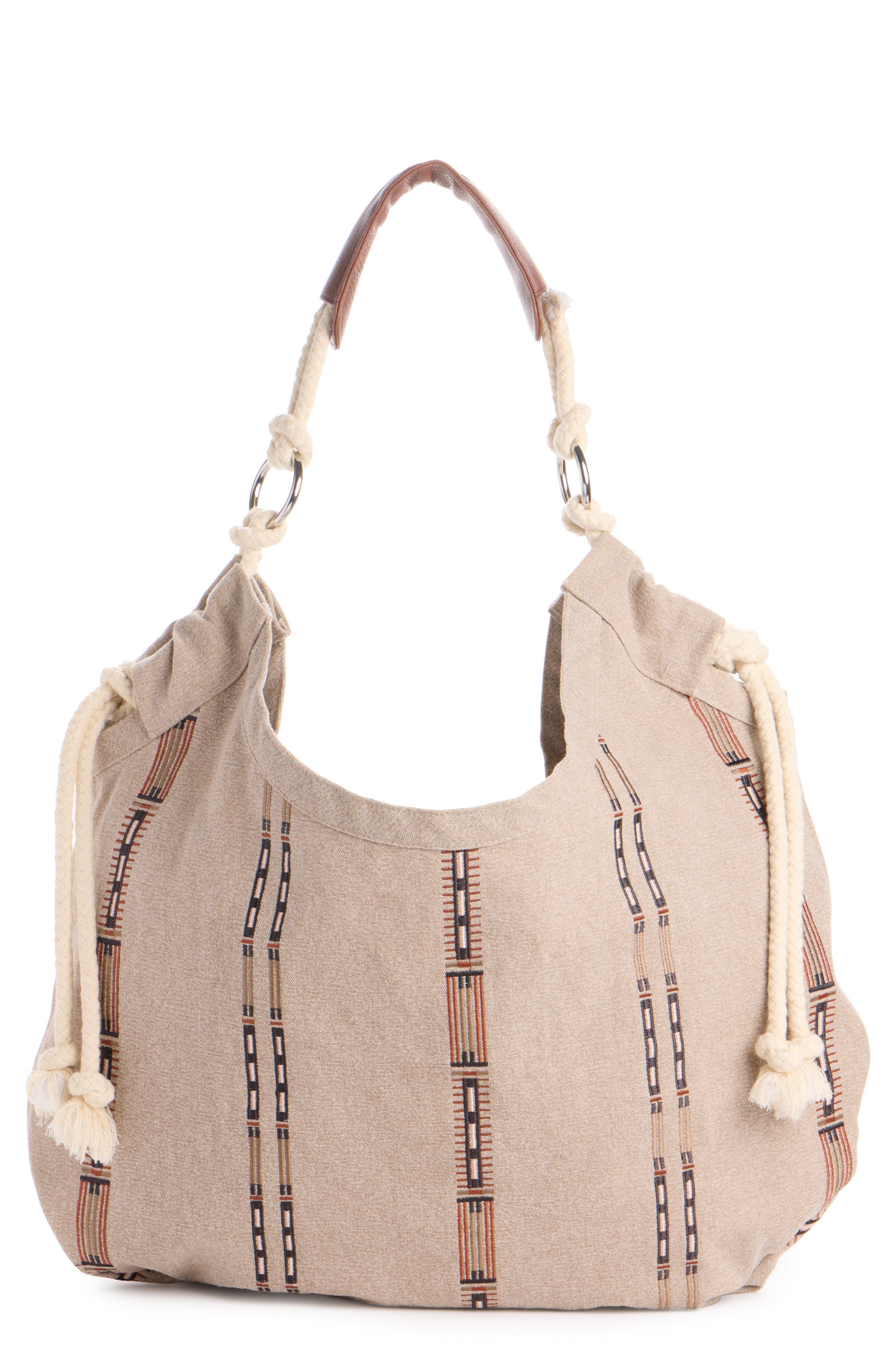 Isabel Marant Byron Embroidered Canvas Shopper Tote, Main, color, Ecru