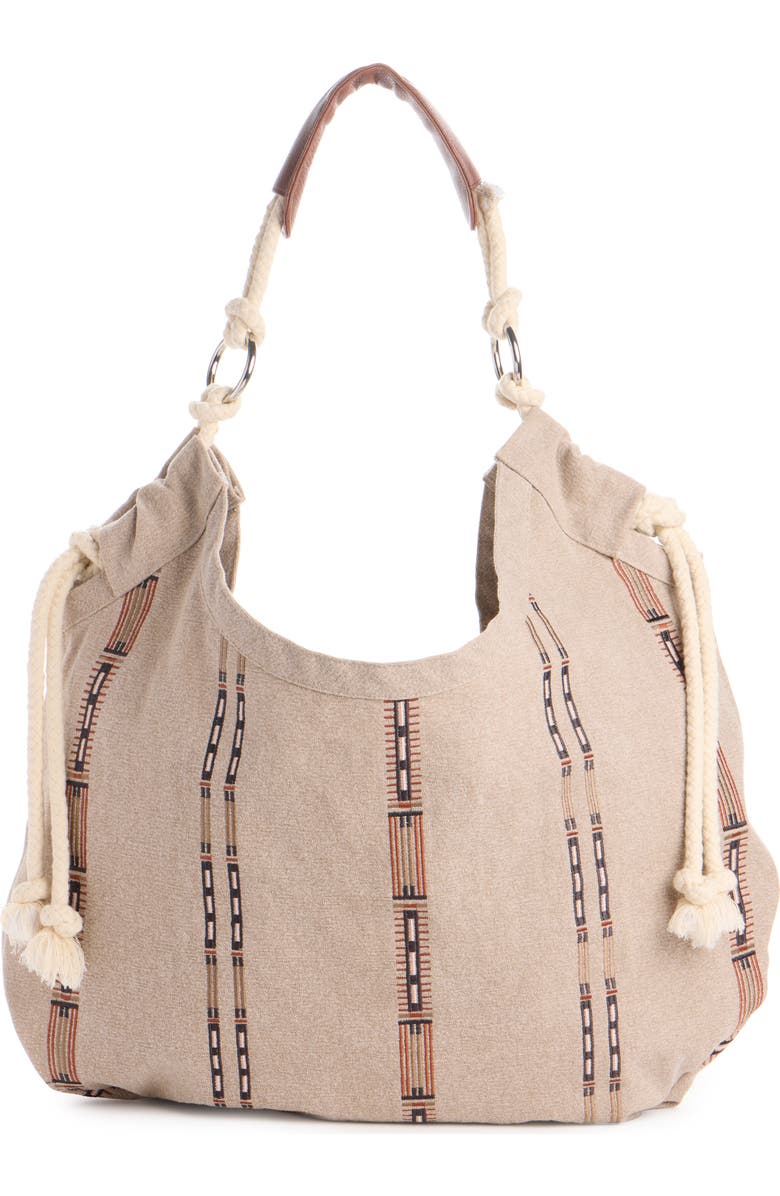 Isabel Marant Byron Embroidered Canvas Shopper Tote, Main, color, Ecru