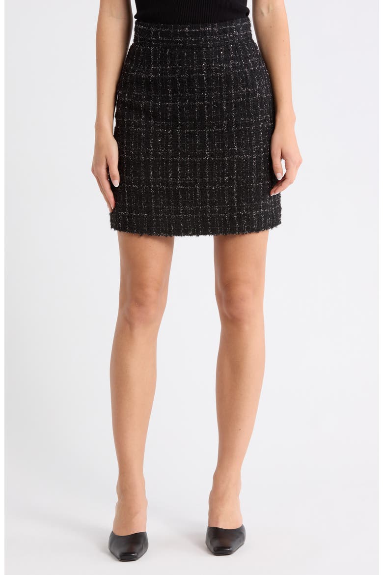 Viliana Tweed Skirt, Main, color, BLACK