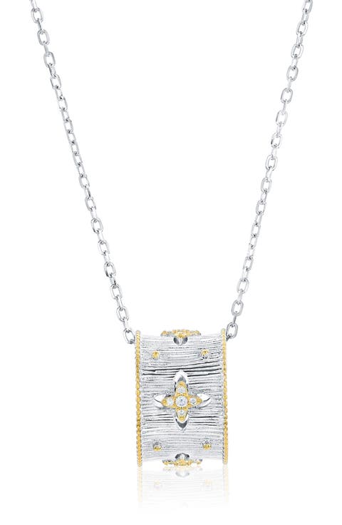 Italian Florentine Cubic Zirconia Pendant Necklace
