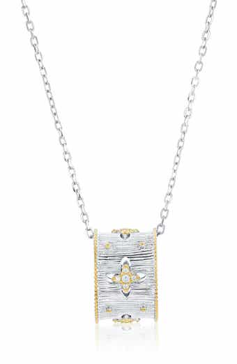 Italian Florentine Cubic Zirconia Pendant Necklace