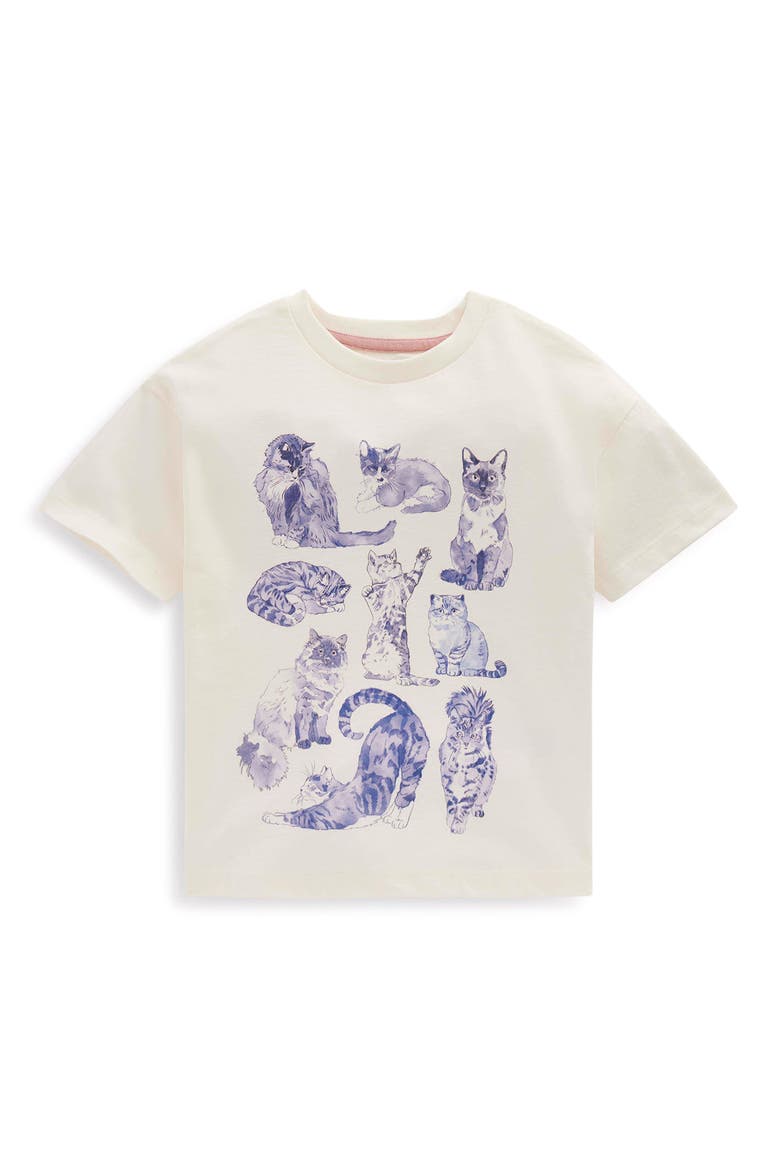 Kids' Graphic Cotton T-Shirt, Main, color, SOFT IVORY CATS