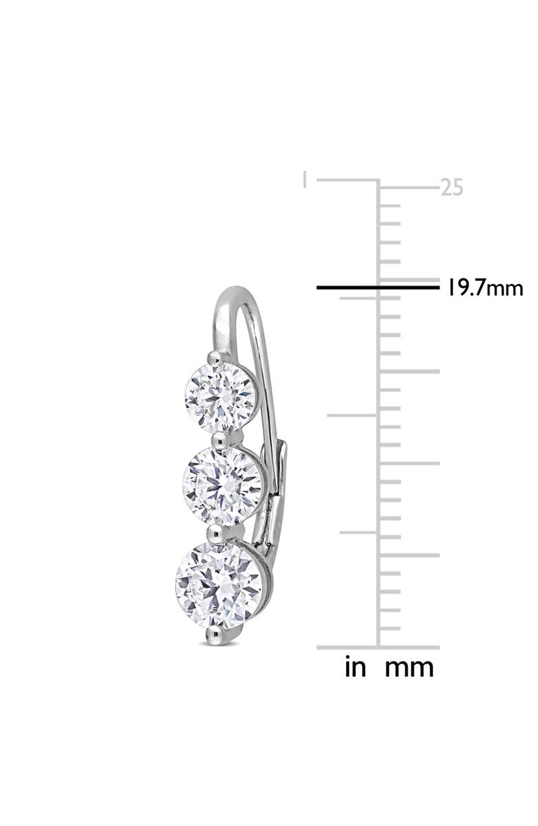 Julianna B. Moissanite 3-Stone Leverback Earrings, Alternate, color, Sterling Silver