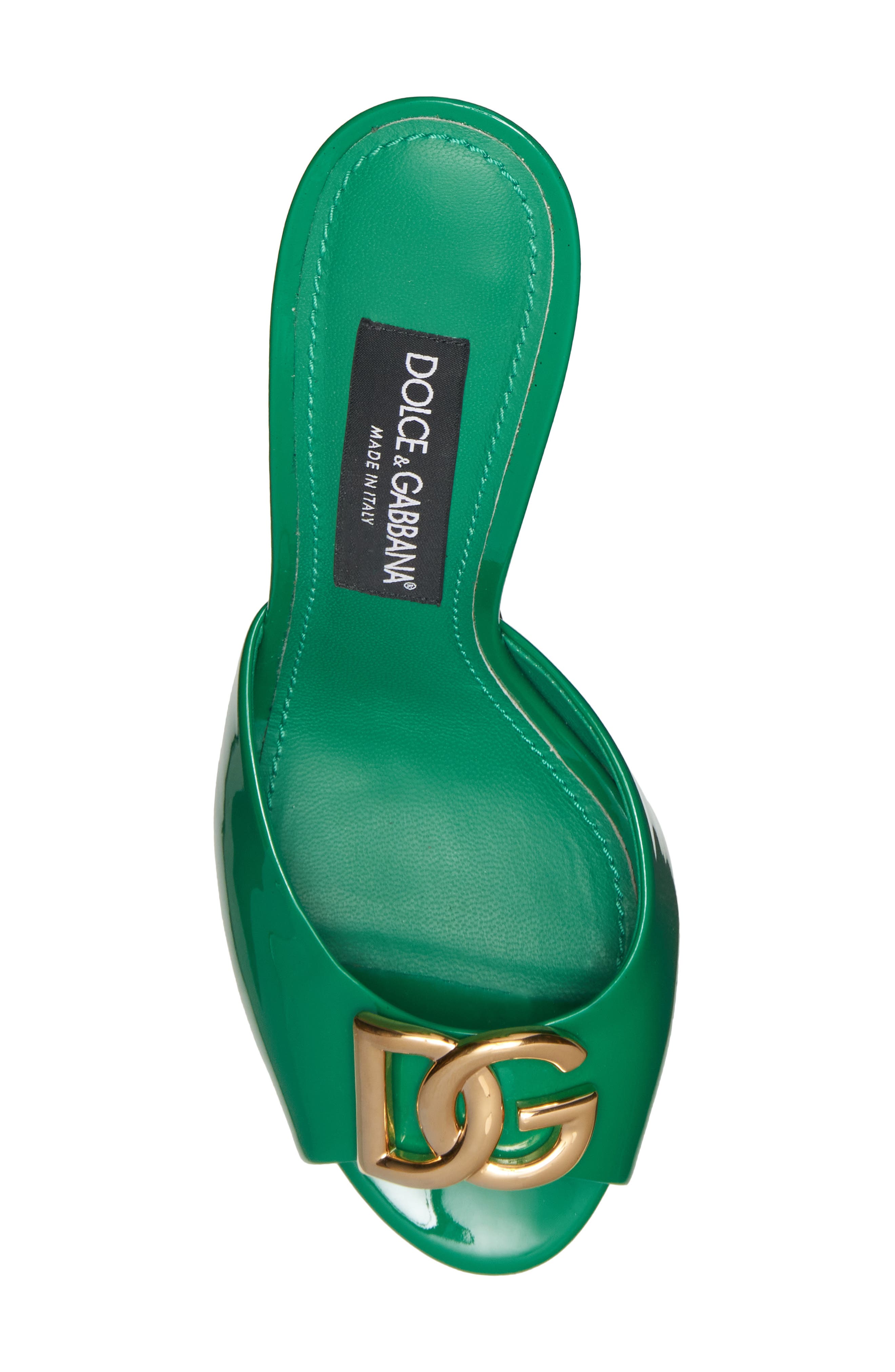 Dolce&Gabbana DG Logo Patent Slide Sandal, Alternate, color, 