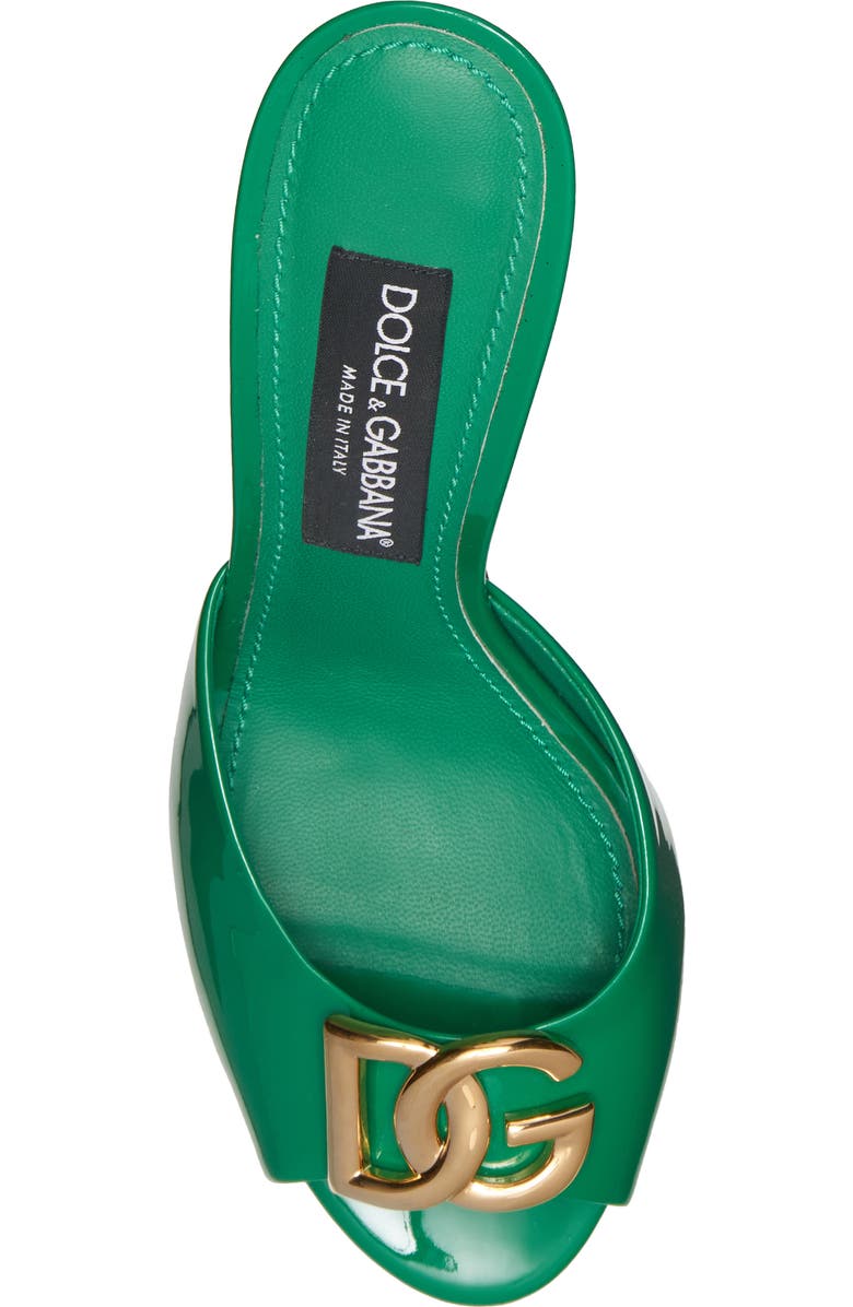 Dolce&Gabbana DG Logo Patent Slide Sandal, Alternate, color,