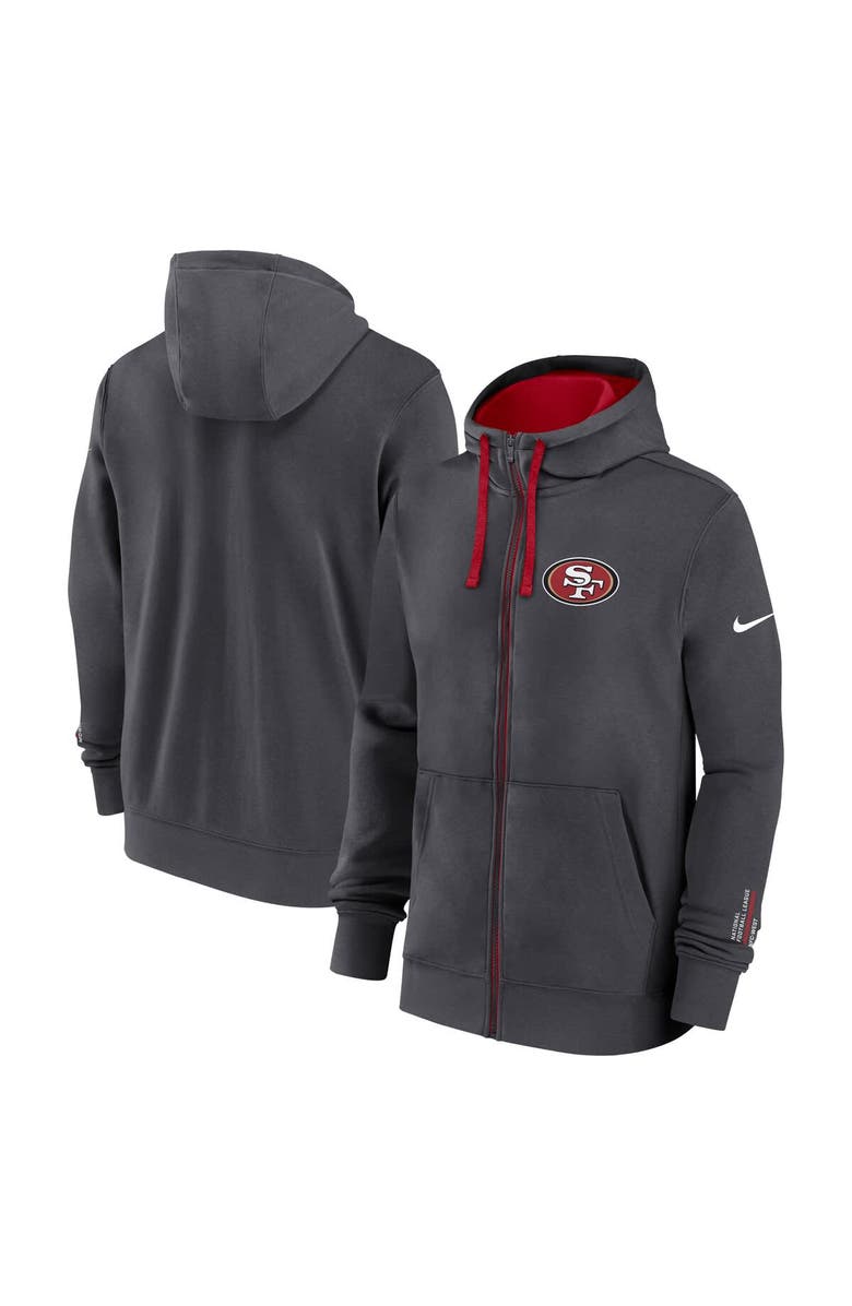 Nike Men's Nike Anthracite San Francisco 49ers Primetime Club Full-Zip Hoodie, Main, color, Anthracite