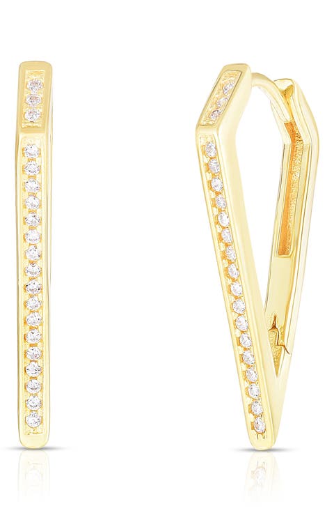 Cubic Zirconia Dagger Hoop Earrings