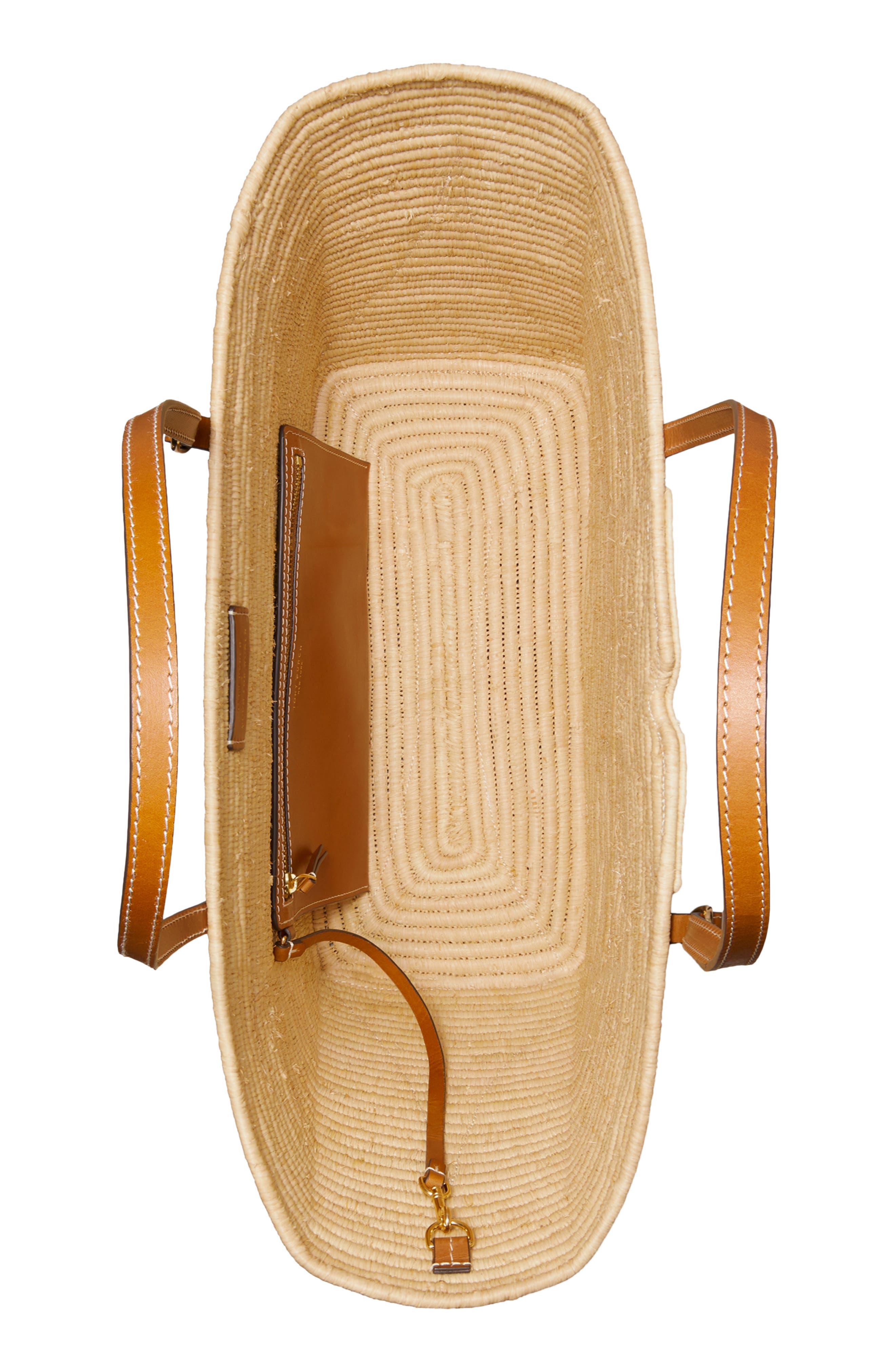 Tory Burch Large Ella Structure Straw Tote, Alternate, color, Natural