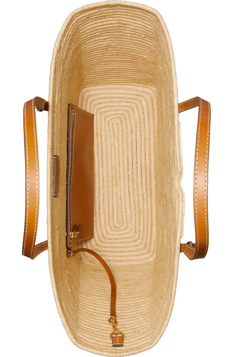 Tory Burch Large Ella Structure Straw Tote, Alternate, color, Natural