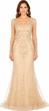 LARA New York Beaded Faux-Wrap V-Neck Bridal Gown