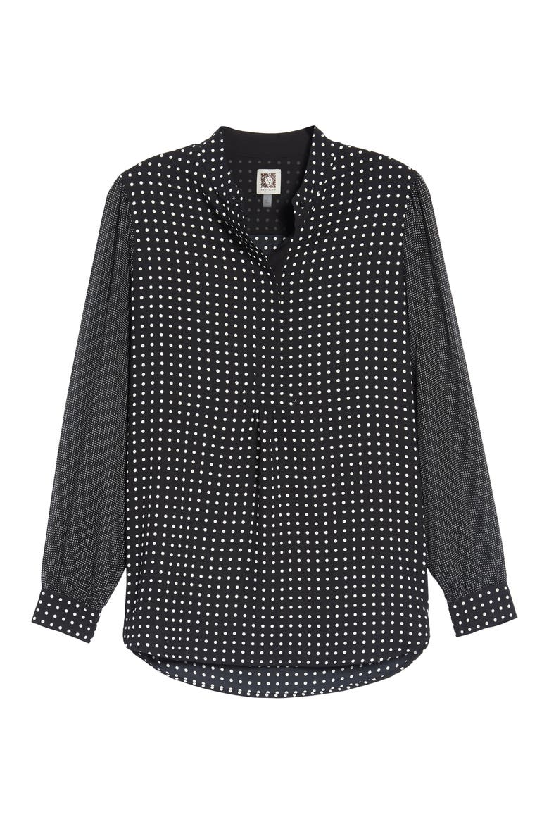 Mixed Dot Print Blouse, Alternate, color, BLACK/ WHITE