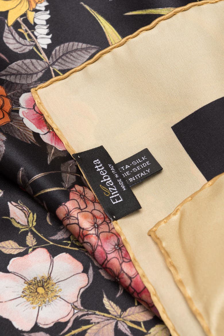 Flora - Hand Rolled Silk Foulard for Women, Alternate, color, Black