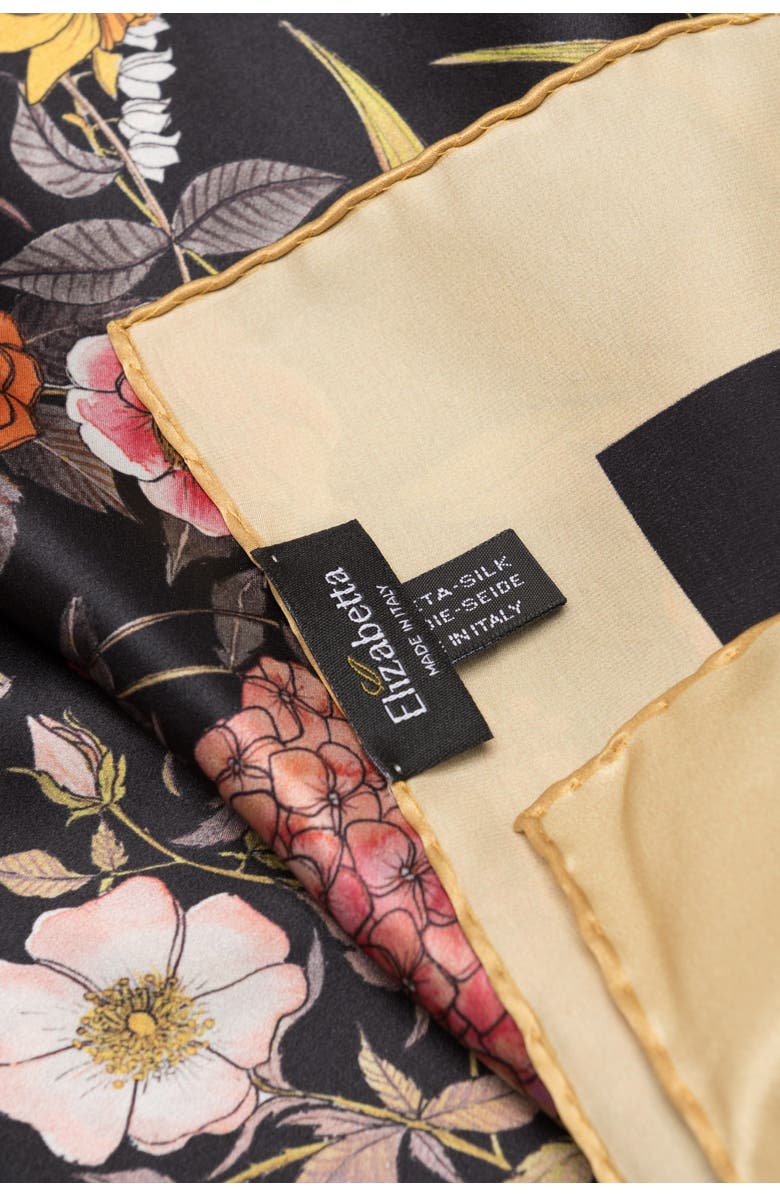 Elizabetta Flora - Hand Rolled Silk Foulard for Women, Alternate, color, Black