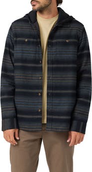 O'Neill Stripe Hooded Cotton Flannel Shirt Jacket