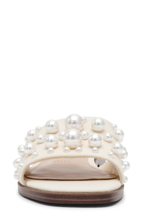 Anne Klein Eugenie Faux Pearl Slide Sandal In Natural