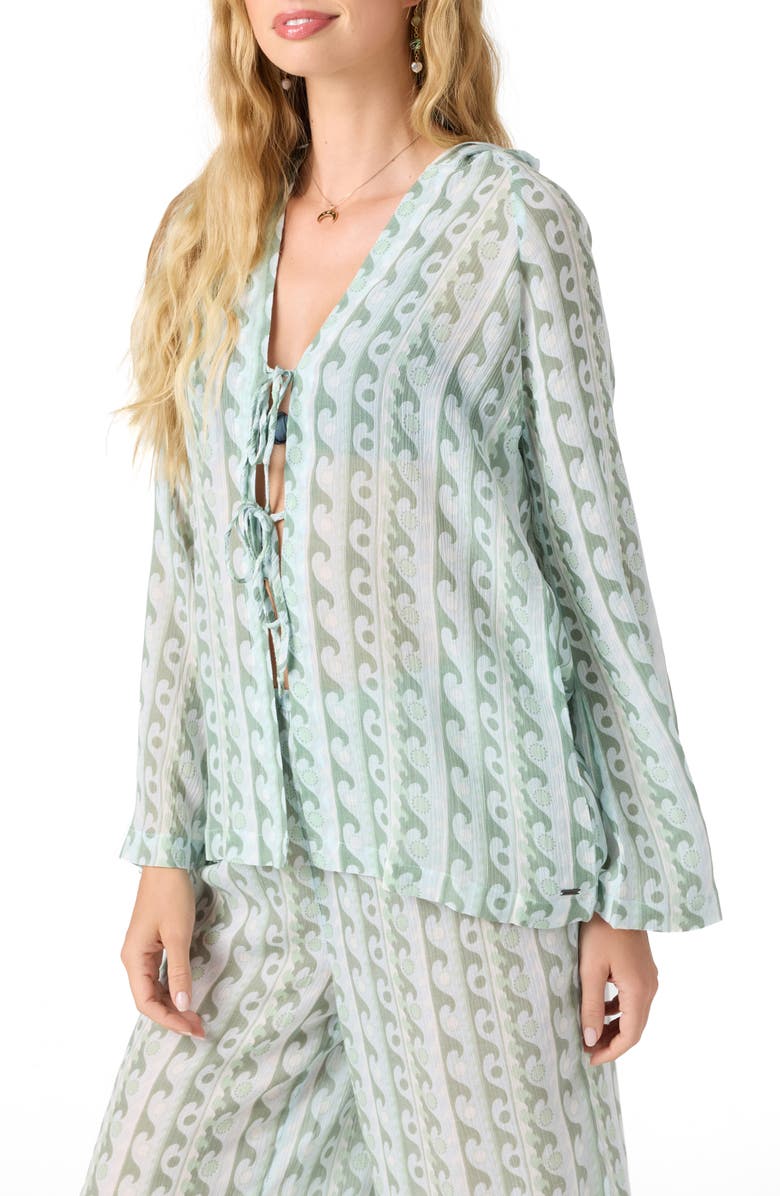 O'Neill Regina Print Hooded Cover-Up, Alternate, color, Starlight Blue