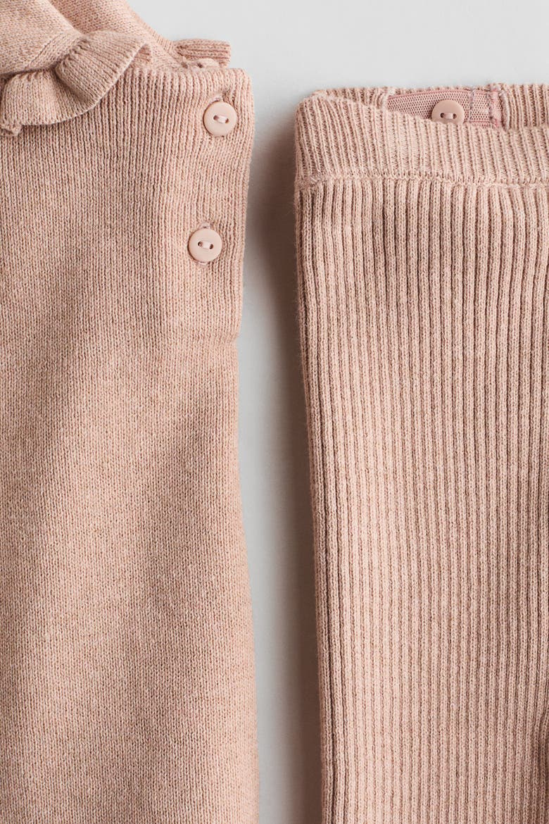 2-piece Rib-knit Cotton Set, Alternate, color, Light dusty pink
