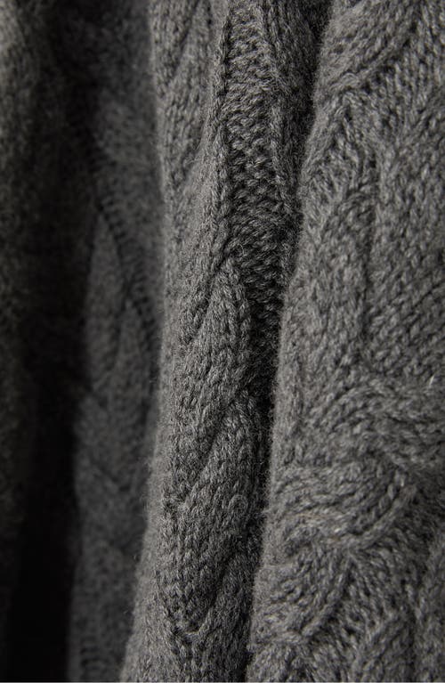 Reiss Mid Grey Melange Tamworth Cabled Zip-neck Jumper With Cotton And Wool