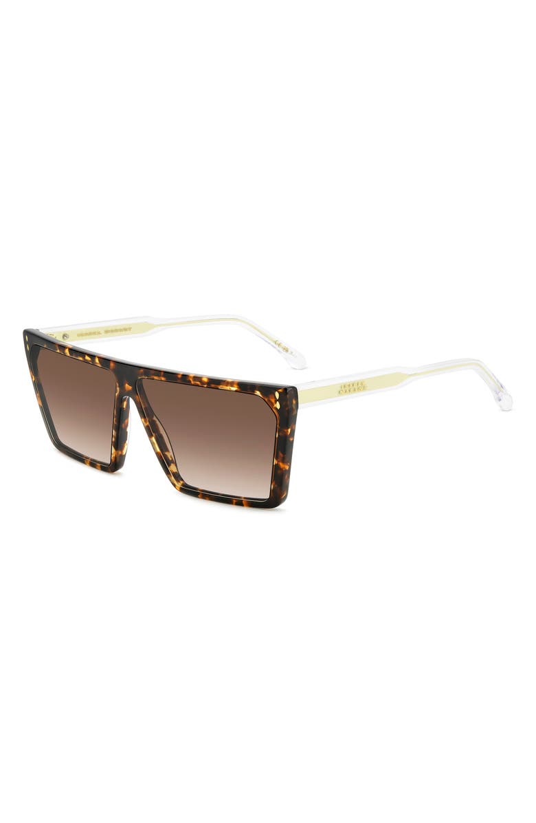 Isabel Marant 64mm Oversize Rectangular Sunglasses, Alternate, color, Havana