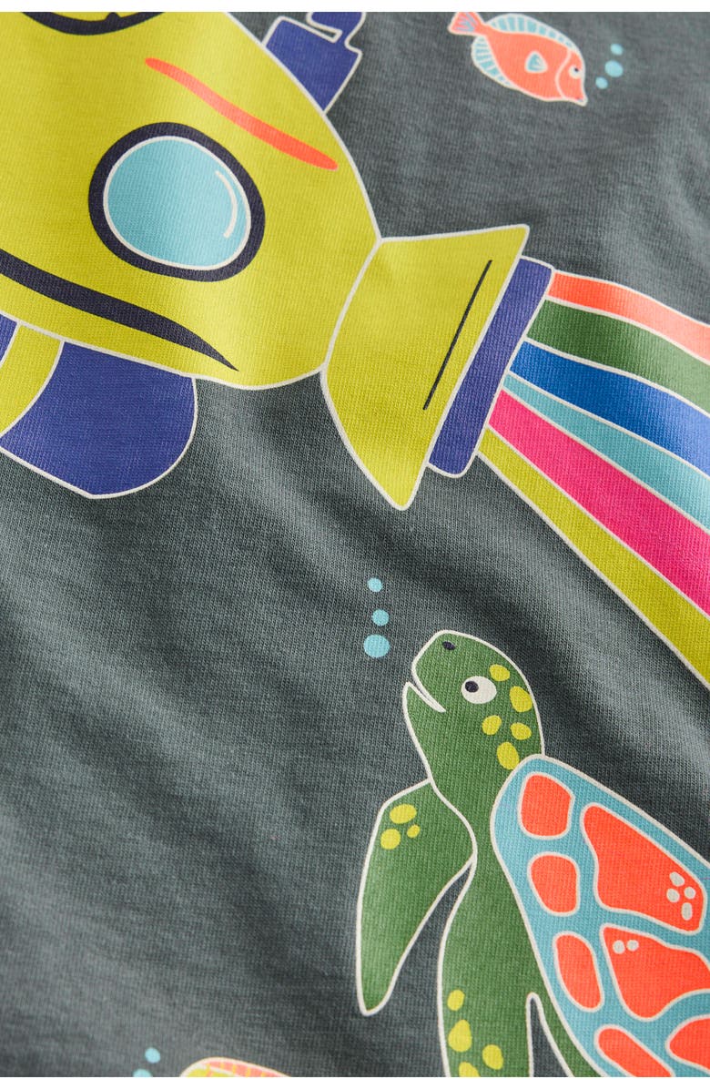 Mini Boden Kids' Submarine Glow in the Dark Cotton Graphic T-Shirt, Alternate, color, Smoke Submarine