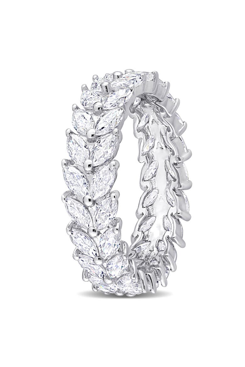 Sterling Silver Marquise Lab Created Moissanite Eternity Ring, Alternate, color, SILVER