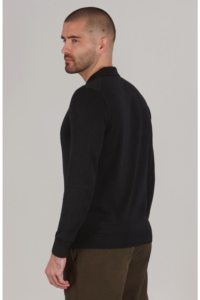 Cotton Long Sleeve Knitted Polo Shirt, Alternate, color, Black
