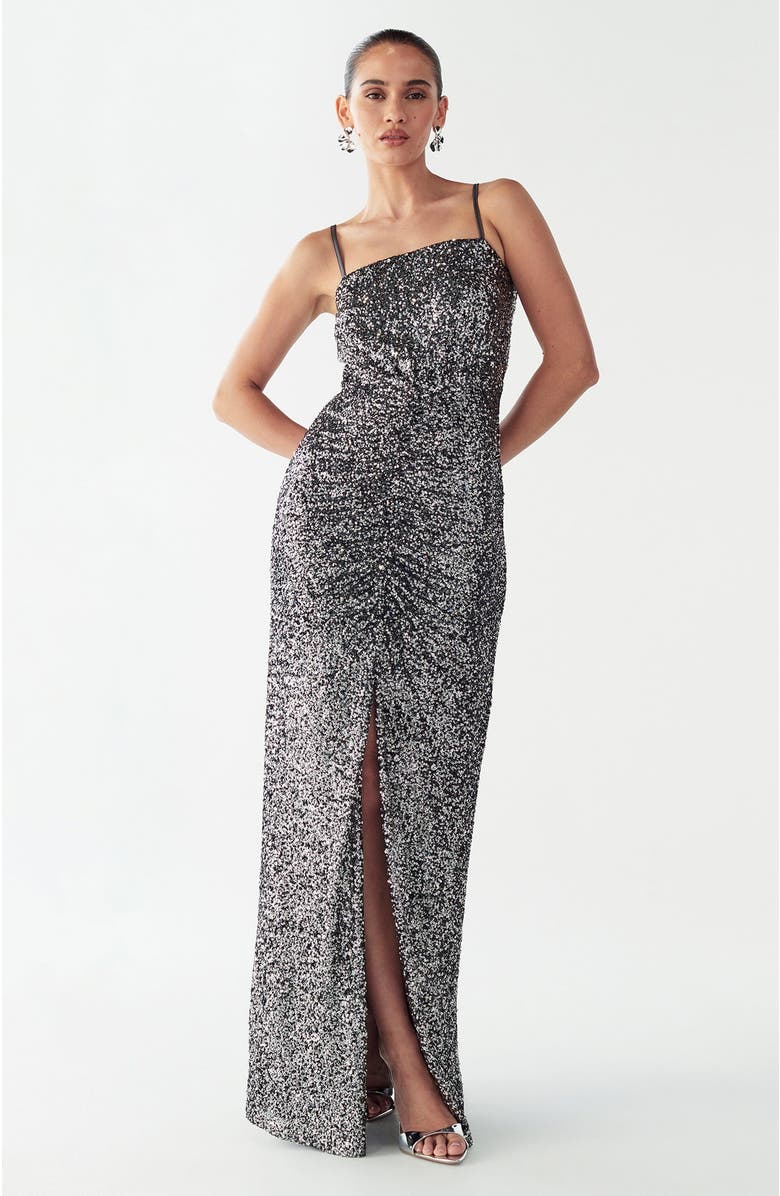 SAVEL Yasmina Maxi Dress, Alternate, color, Gunmetal Sequin