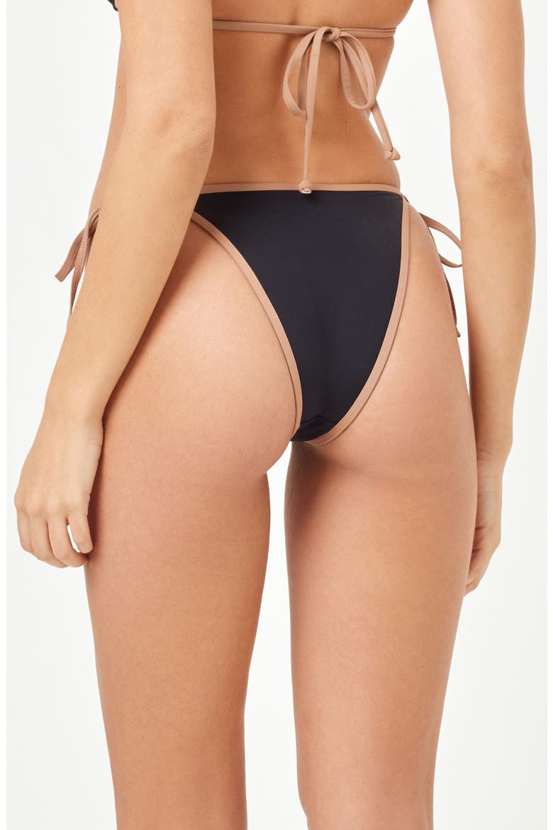 Levy Bitsy String Bikini Bottoms, Alternate, color, BLACK/ SADDLE