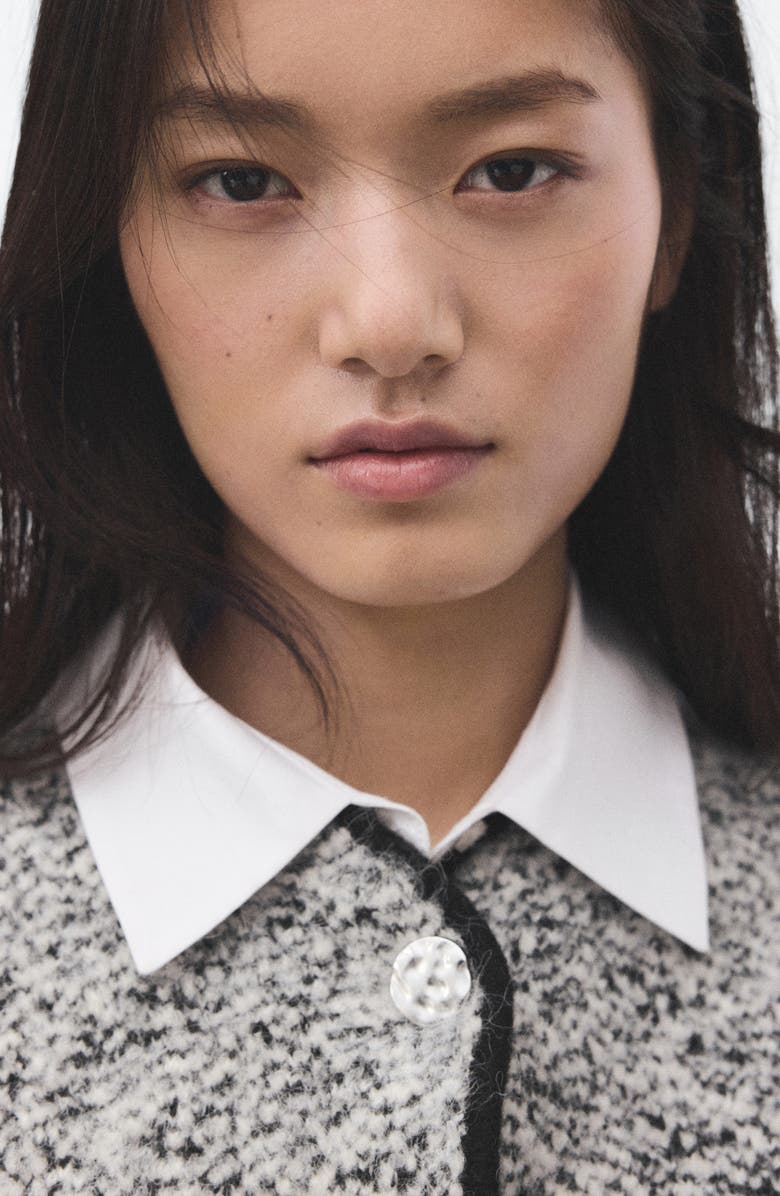 MANGO Flecked Two Button Jacket, Alternate, color, Black Grey