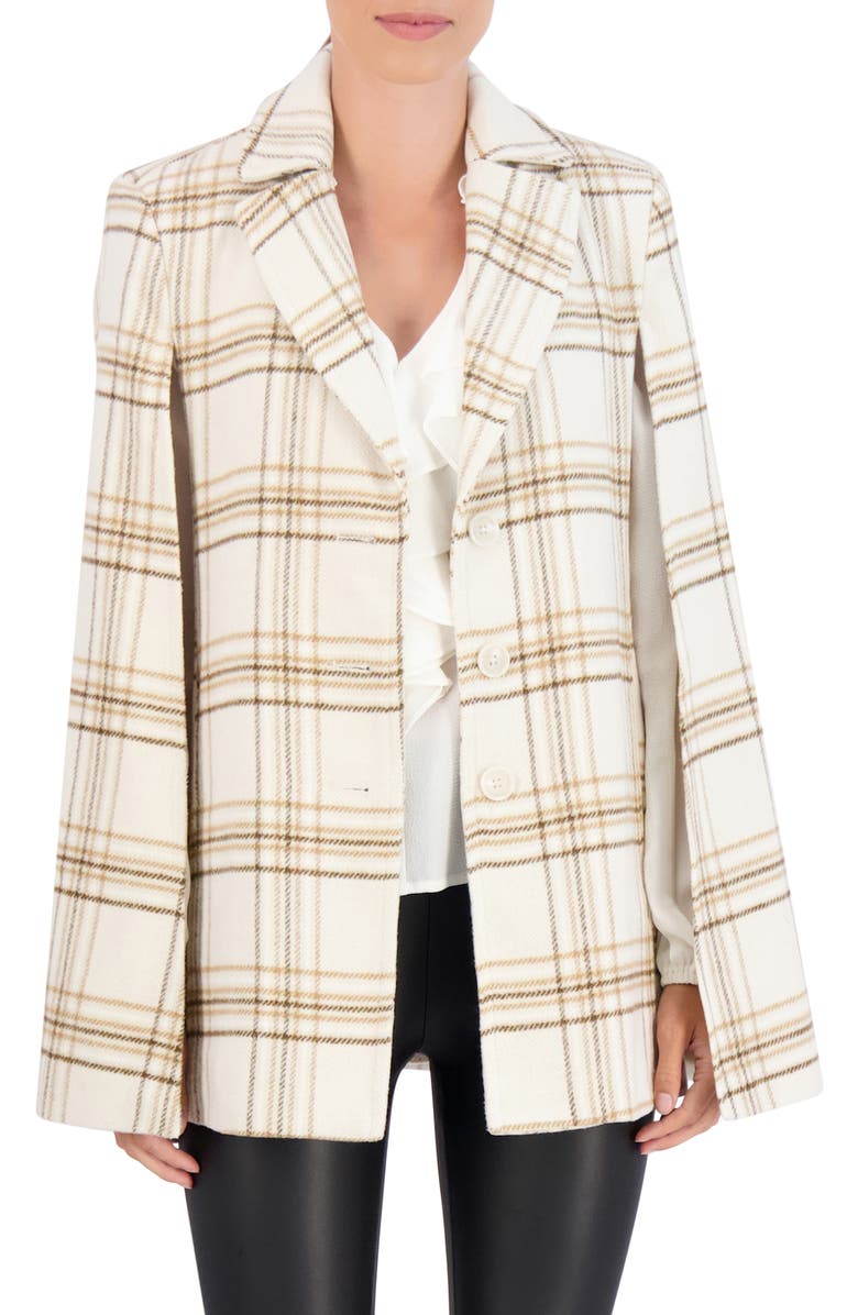 Ookie & Lala Plaid Cape Coat, Alternate, color, Beige/ Brown