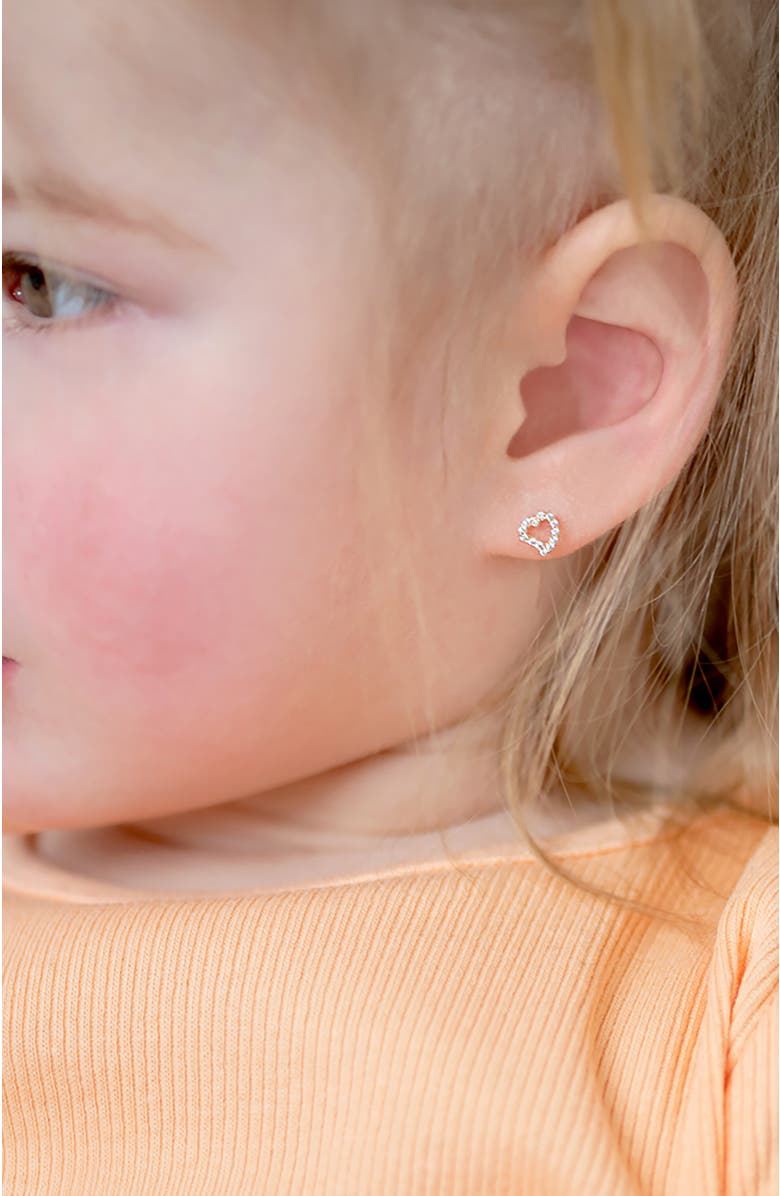 In Season Jewelry 14k Cubic Zirconia Encrusted Heart Earrings, Alternate, color, Gold