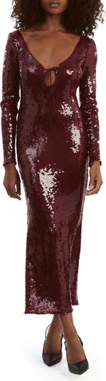 Bardot Verona Sequin Long Sleeve Maxi Dress