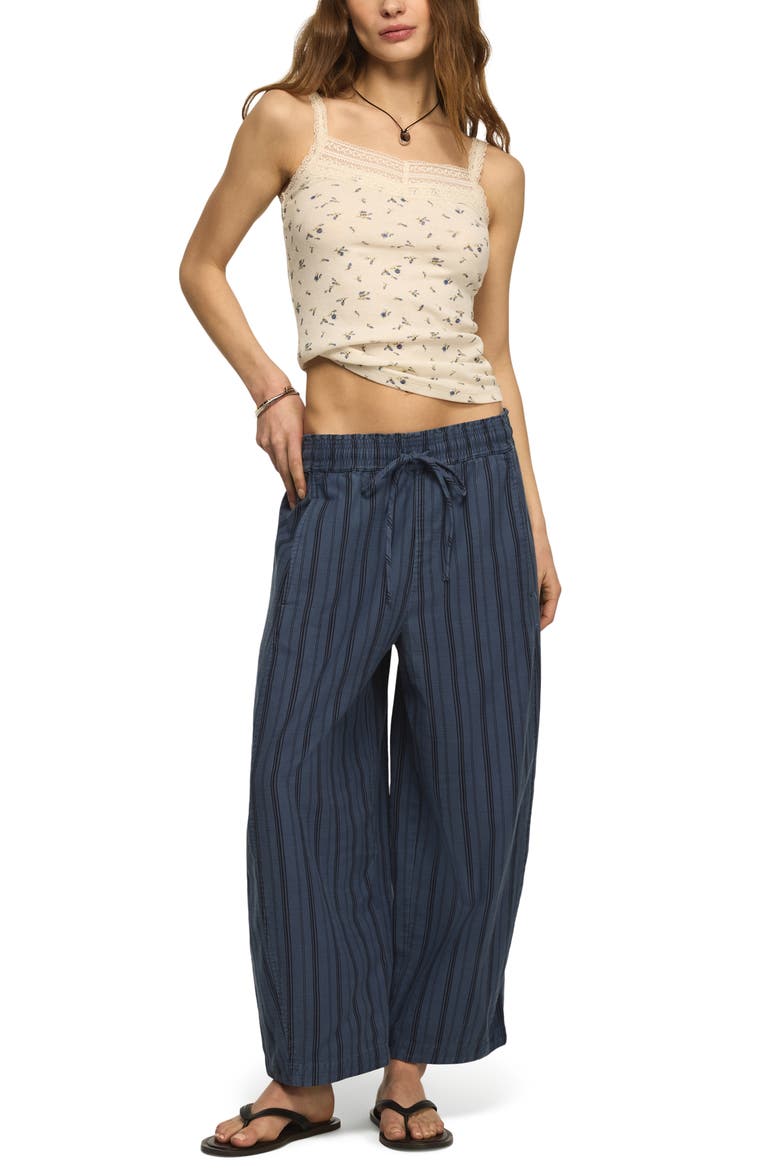 Stripe Cotton Blend Barrel Leg Pants, Alternate, color, BLUE STRIPE