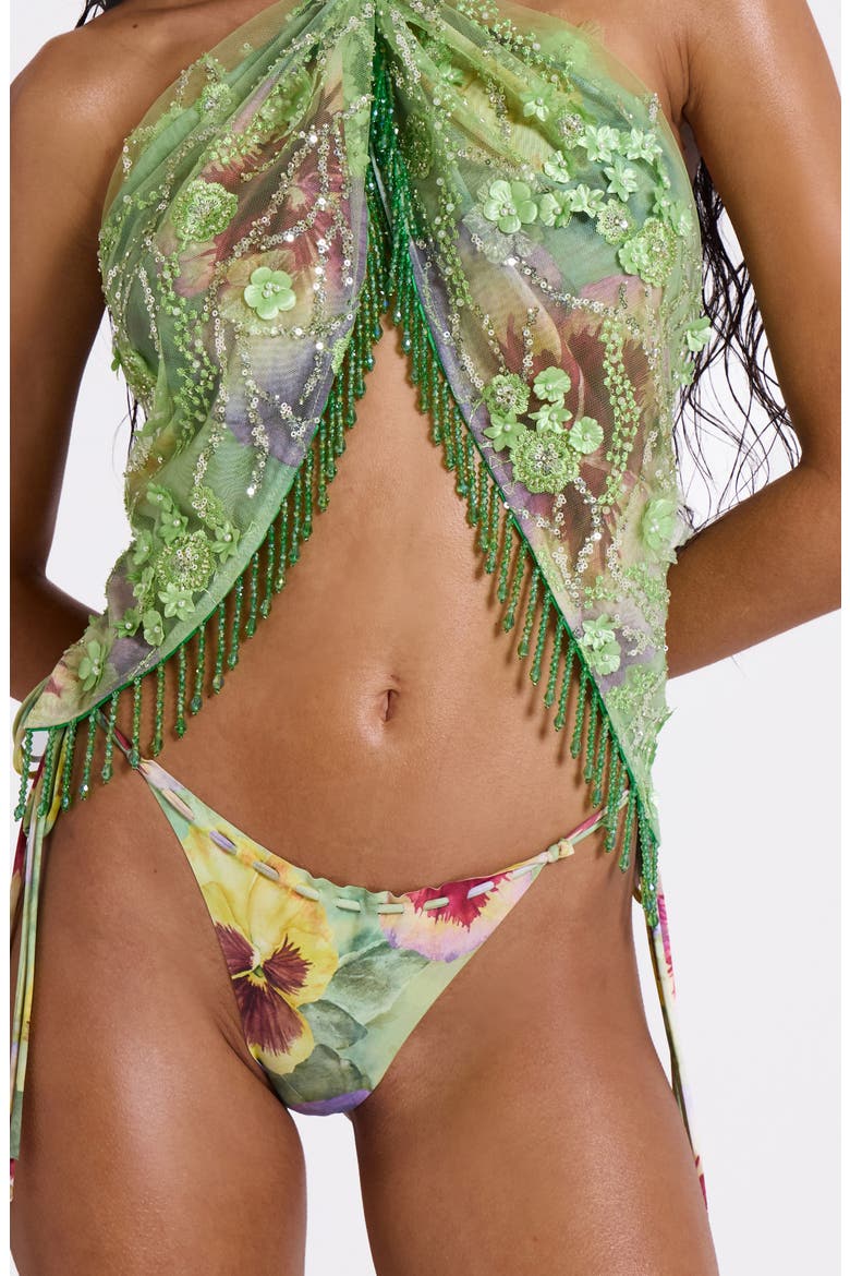 Melona Embellished Wrap Miniskirt, Alternate, color, GREEN