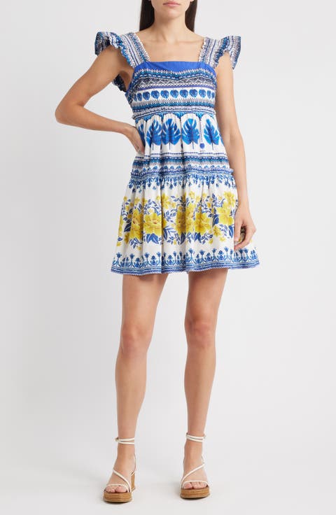 Zuli Mixed Print Cotton Mini Sundress