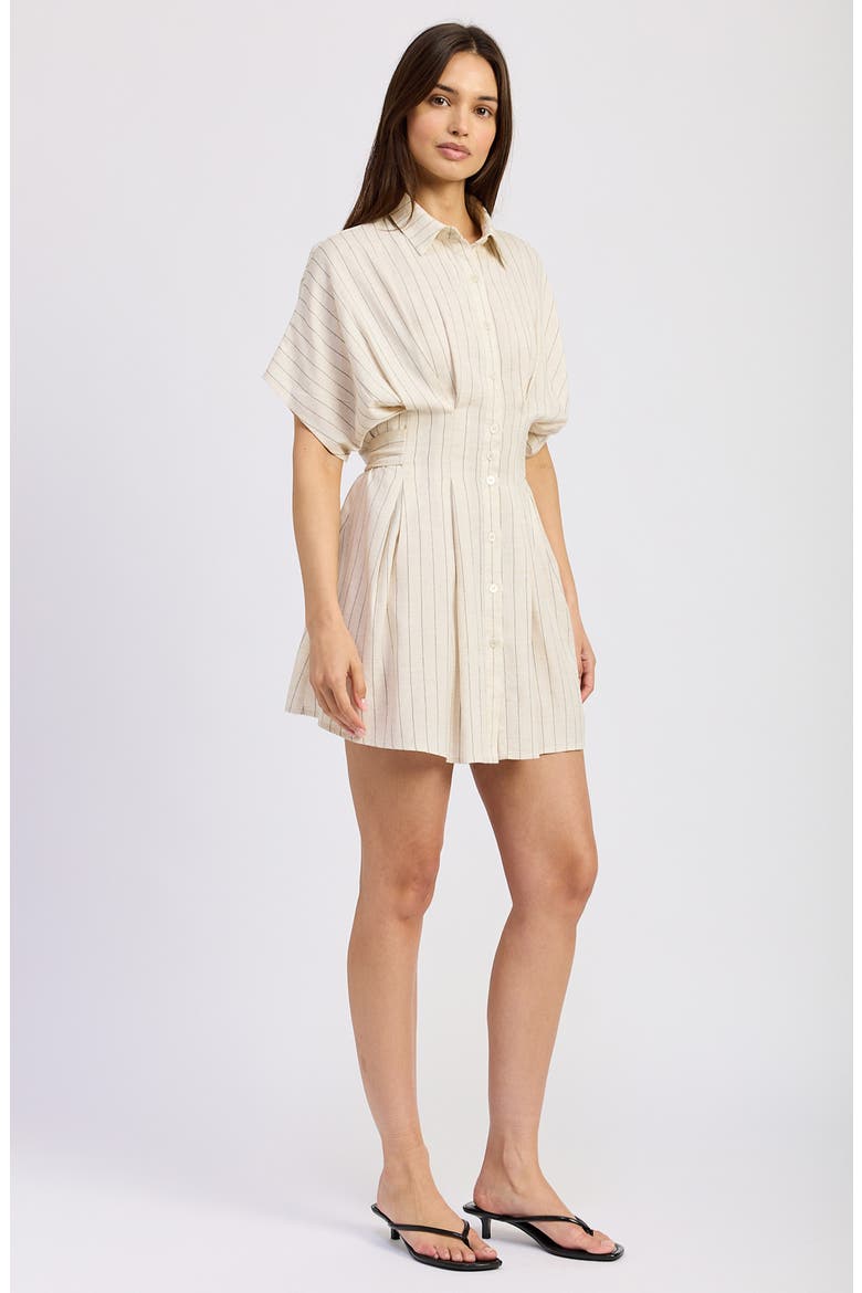 Cameron Pleated Mini Shirtdress, Alternate, color, NATURAL BLACK