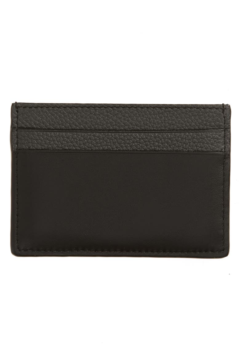 Signature Plain Leather Card Holder, Alternate, color, ANTHRACITE/ BLACK