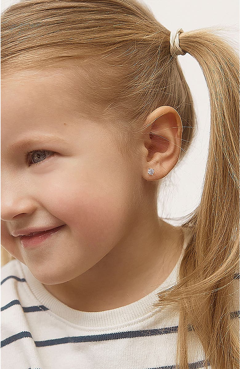 In Season Jewelry Modern Prong Solitaire Earrings, Alternate, color, Silver