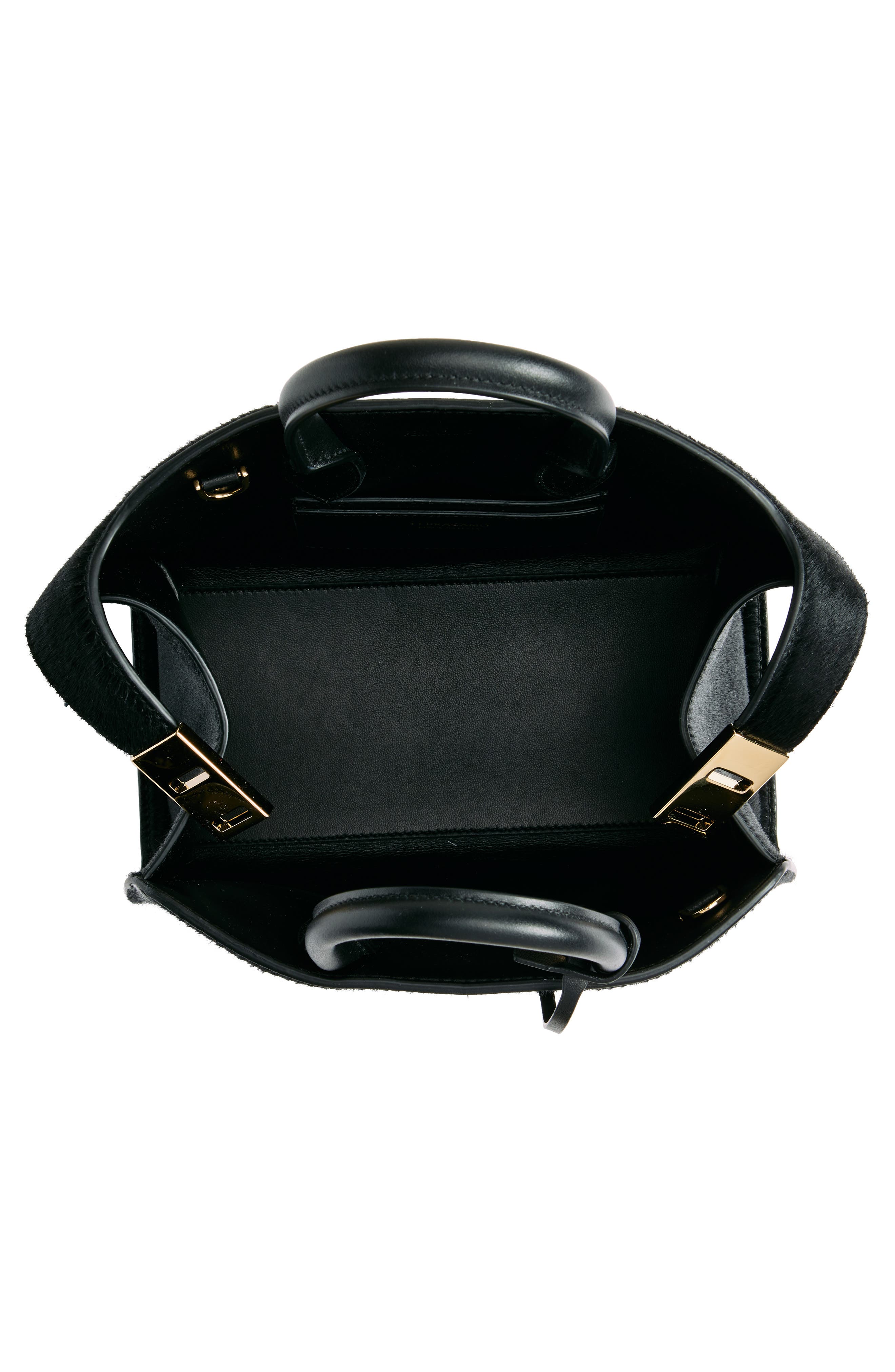 FERRAGAMO Mini Hug Genuine Calf Hair Top Handle Bag, Alternate, color, Nero