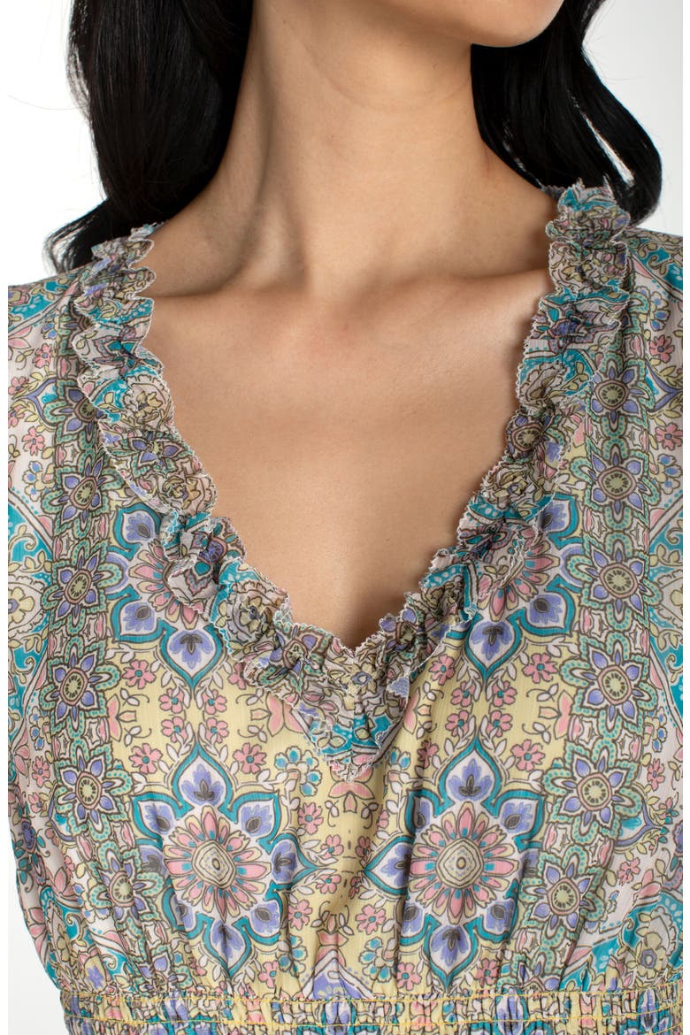 Floral Paisley Smock Waist Maxi Dress, Alternate, color, CITRON MULTI