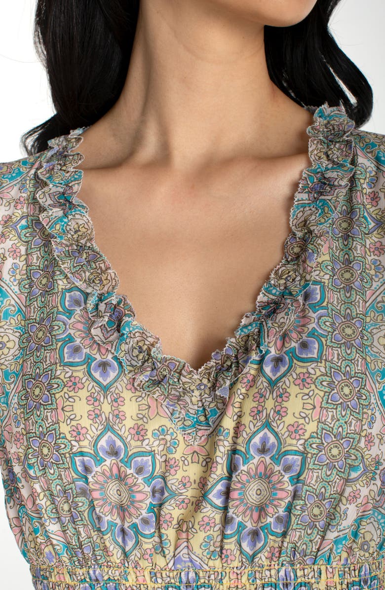 Liverpool Los Angeles Floral Paisley Smock Waist Maxi Dress, Alternate, color, Citron Multi