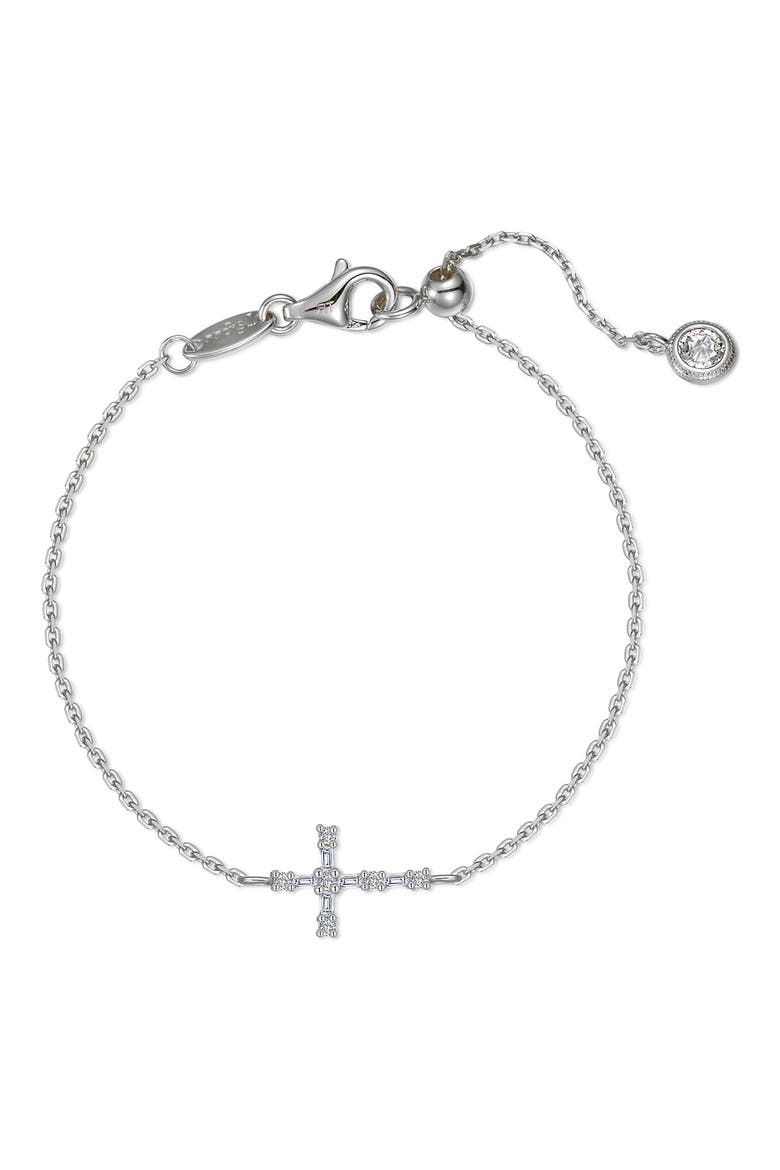 Eden Baguette Cross Bracelet, Main, color, SILVER
